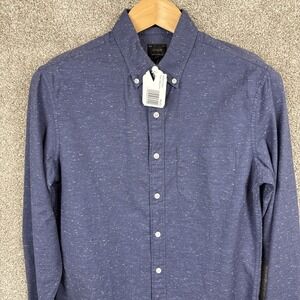 J Crew Long Sleeve Button Down‎ Shirt Men's Size Small Blue Speckled White NEW